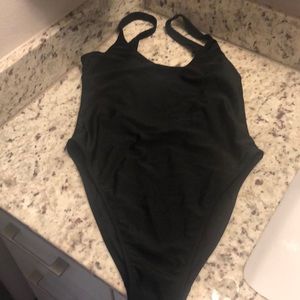 One piece bathing suit with low back